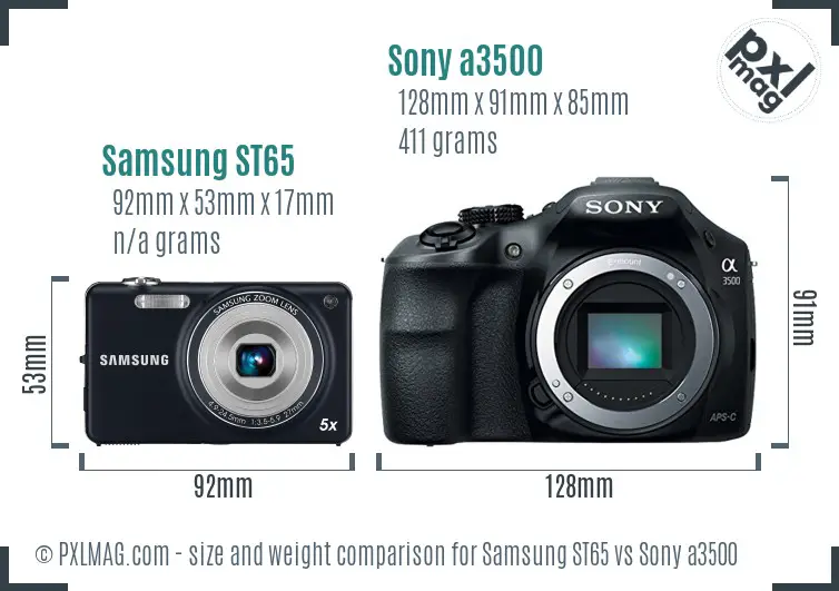 Samsung ST65 vs Sony a3500 size comparison