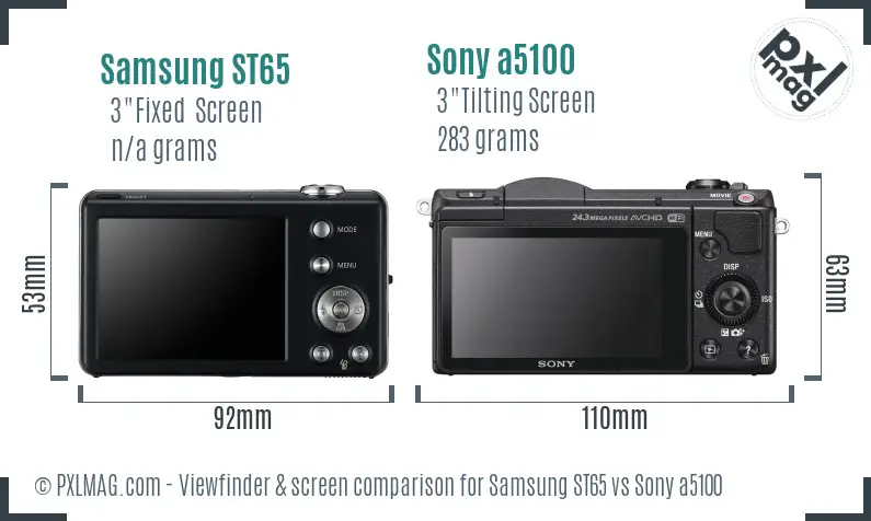 Samsung ST65 vs Sony a5100 Screen and Viewfinder comparison