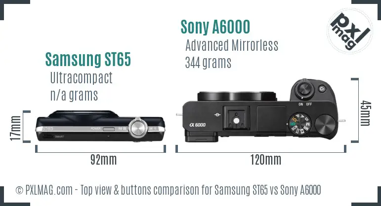 Samsung ST65 vs Sony A6000 top view buttons comparison