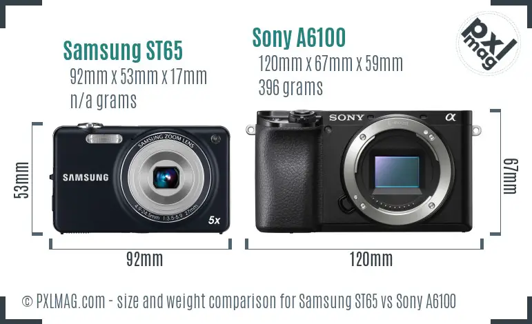 Samsung ST65 vs Sony A6100 size comparison Samsung ST65 vs Sony A6100 size comparison
