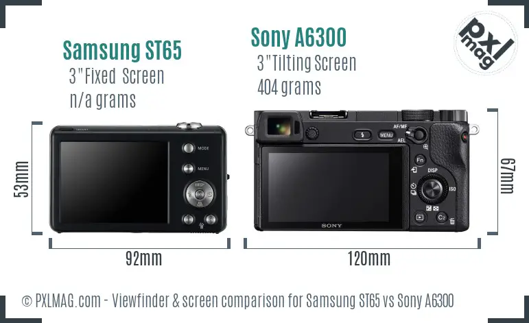 Samsung ST65 vs Sony A6300 Screen and Viewfinder comparison Samsung ST65 vs Sony A6300 Screen and Viewfinder comparison