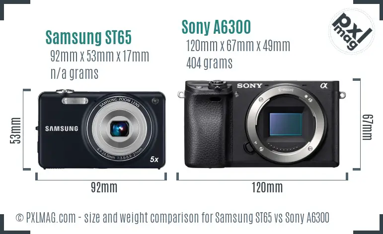 Samsung ST65 vs Sony A6300 size comparison Samsung ST65 vs Sony A6300 size comparison