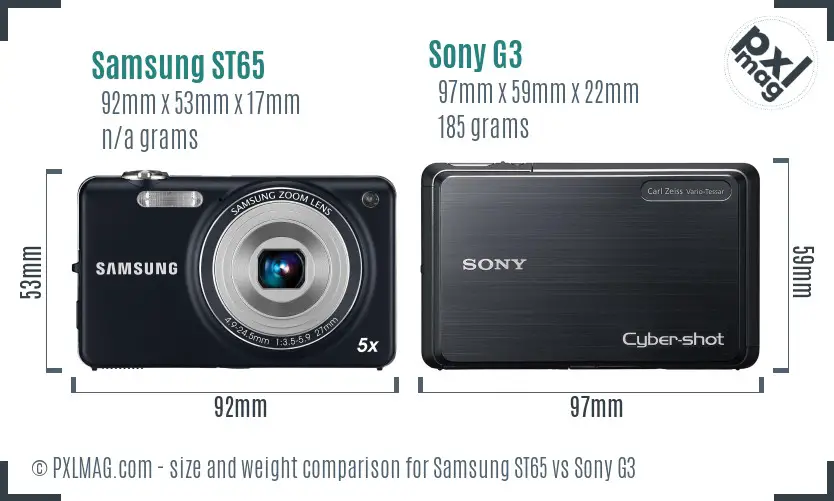 Samsung ST65 vs Sony G3 size comparison Samsung ST65 vs Sony G3 size comparison