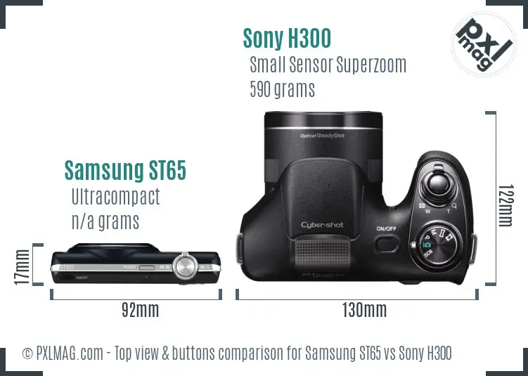 Samsung ST65 vs Sony H300 top view buttons comparison Samsung ST65 vs Sony H300 top view buttons comparison