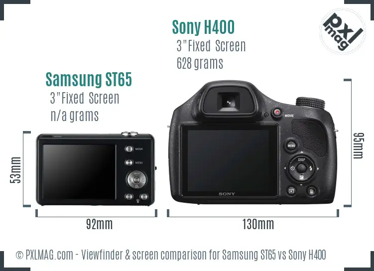 Samsung ST65 vs Sony H400 Screen and Viewfinder comparison