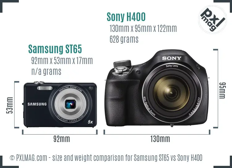 Samsung ST65 vs Sony H400 size comparison