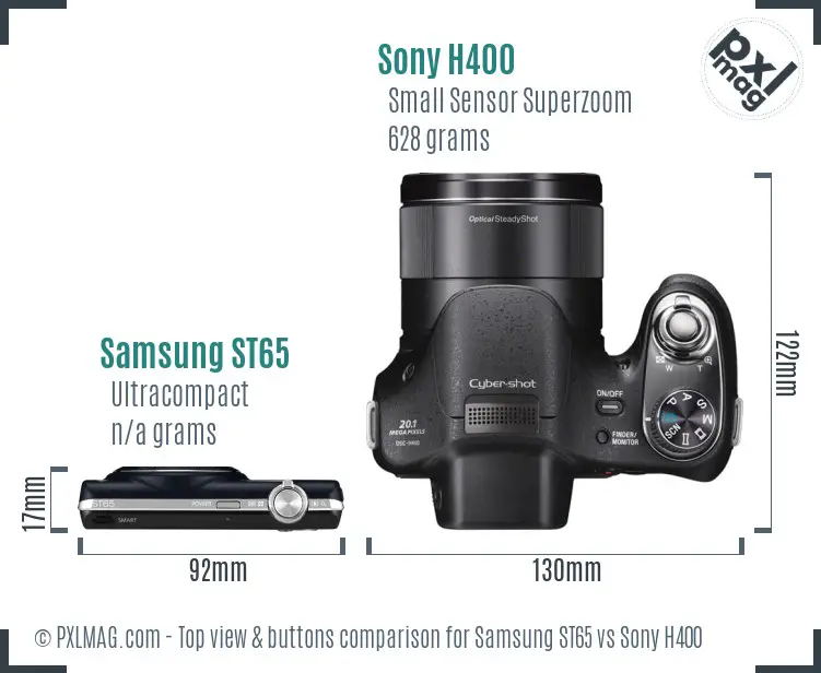 Samsung ST65 vs Sony H400 top view buttons comparison