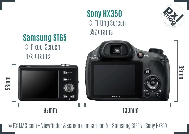 Samsung ST65 vs Sony HX350 Screen and Viewfinder comparison