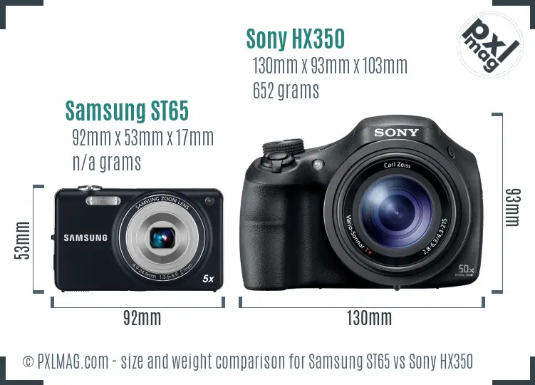 Samsung ST65 vs Sony HX350 size comparison