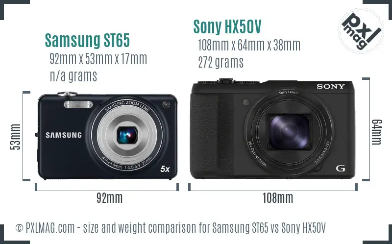 Samsung ST65 vs Sony HX50V size comparison Samsung ST65 vs Sony HX50V size comparison