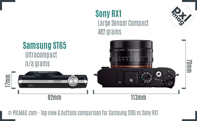 Samsung ST65 vs Sony RX1 top view buttons comparison Samsung ST65 vs Sony RX1 top view buttons comparison