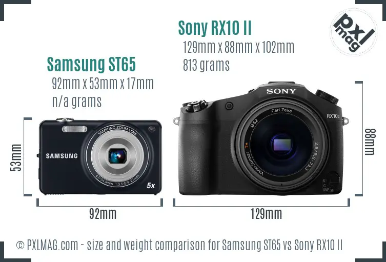 Samsung ST65 vs Sony RX10 II size comparison