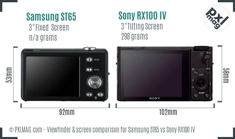 Samsung ST65 vs Sony RX100 IV Screen and Viewfinder comparison Samsung ST65 vs Sony RX100 IV Screen and Viewfinder comparison