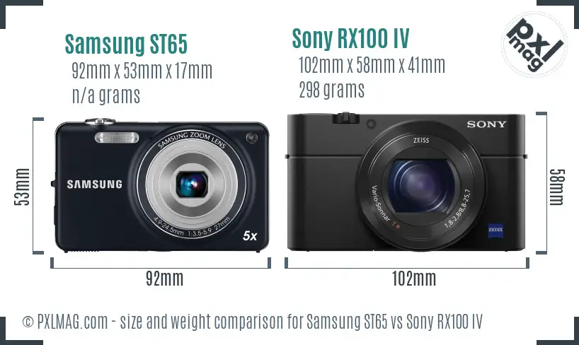 Samsung ST65 vs Sony RX100 IV size comparison Samsung ST65 vs Sony RX100 IV size comparison