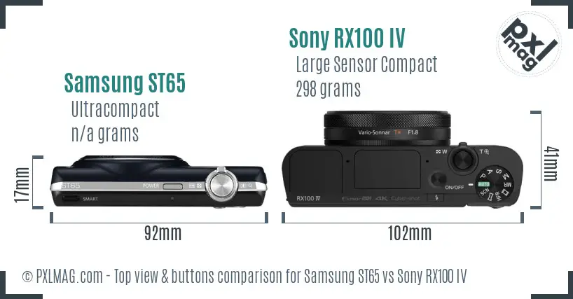 Samsung ST65 vs Sony RX100 IV top view buttons comparison Samsung ST65 vs Sony RX100 IV top view buttons comparison