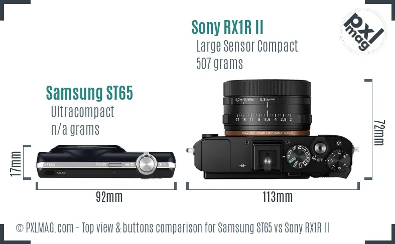 Samsung ST65 vs Sony RX1R II top view buttons comparison