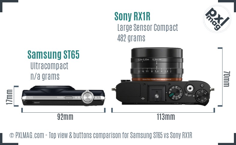 Samsung ST65 vs Sony RX1R top view buttons comparison