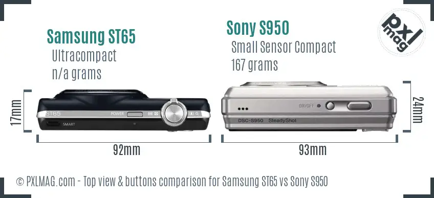 Samsung ST65 vs Sony S950 top view buttons comparison