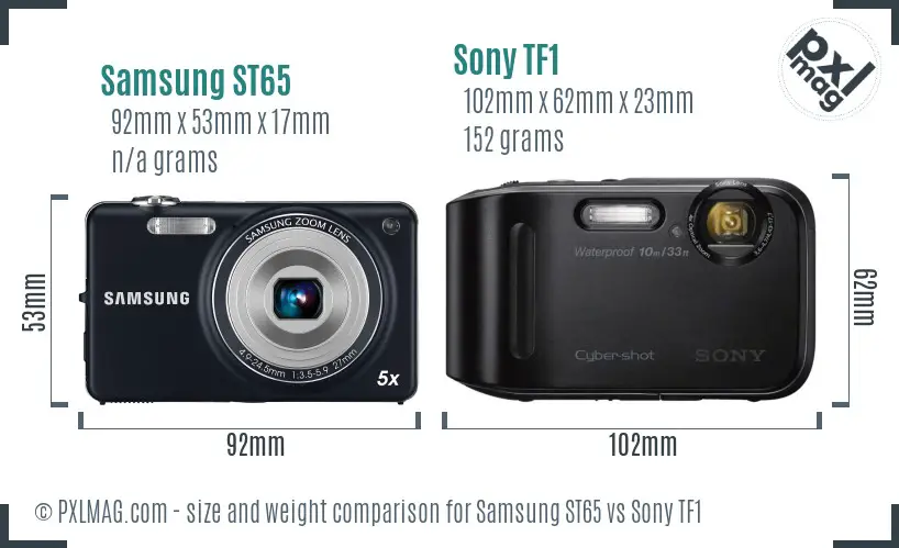 Samsung ST65 vs Sony TF1 size comparison Samsung ST65 vs Sony TF1 size comparison