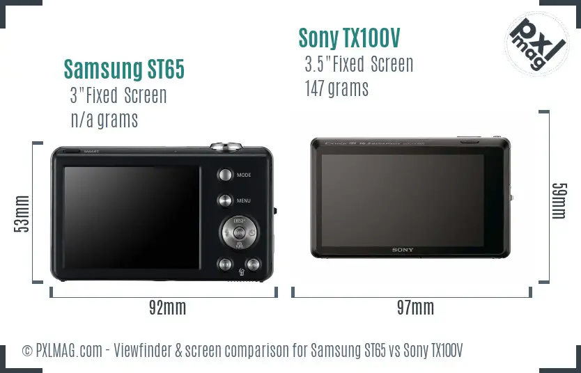 Samsung ST65 vs Sony TX100V Screen and Viewfinder comparison