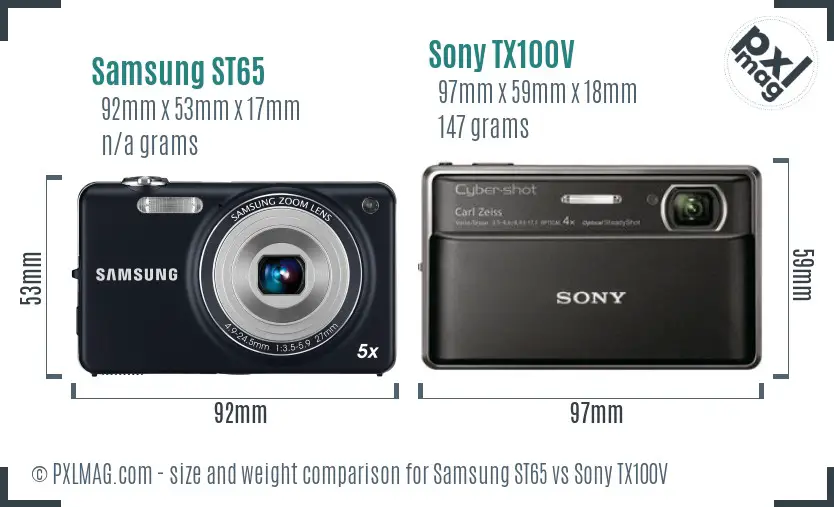 Samsung ST65 vs Sony TX100V size comparison