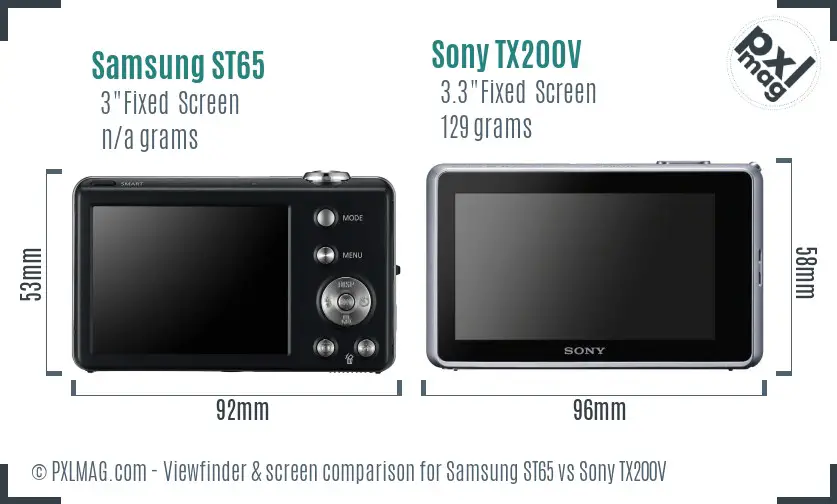 Samsung ST65 vs Sony TX200V Screen and Viewfinder comparison