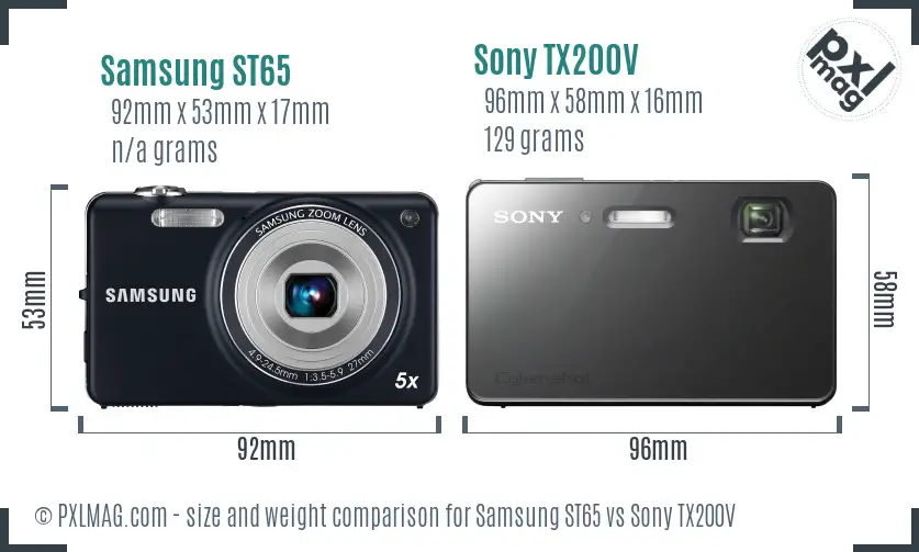 Samsung ST65 vs Sony TX200V size comparison