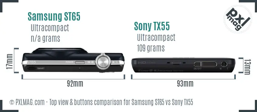 Samsung ST65 vs Sony TX55 top view buttons comparison