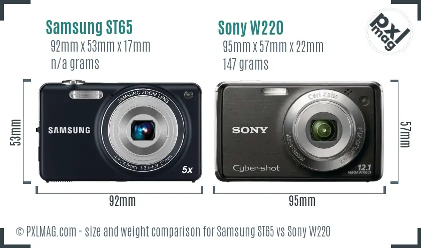 Samsung ST65 vs Sony W220 size comparison
