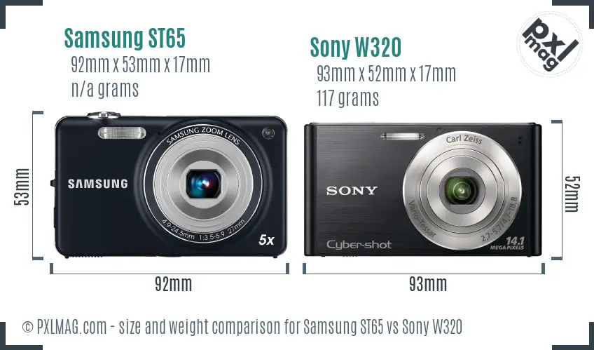 Samsung ST65 vs Sony W320 size comparison