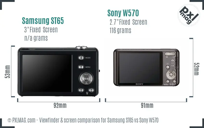 Samsung ST65 vs Sony W570 Screen and Viewfinder comparison Samsung ST65 vs Sony W570 Screen and Viewfinder comparison