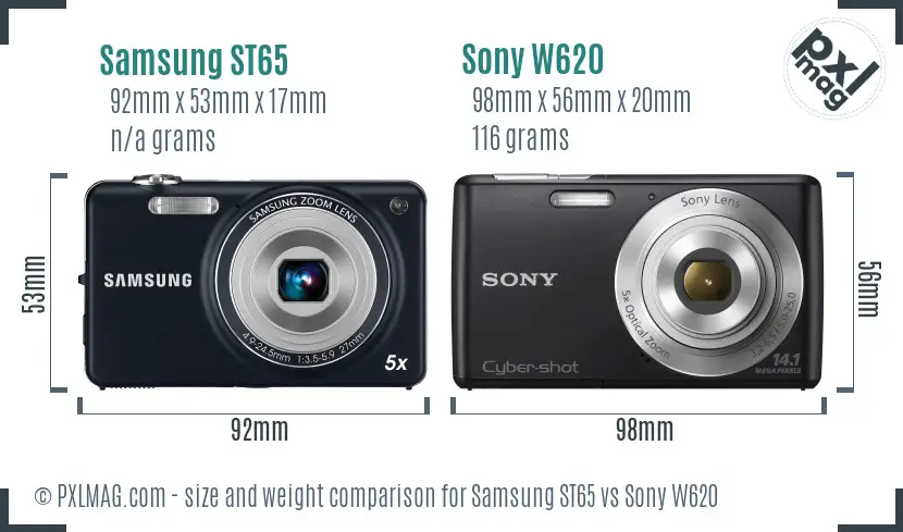 Samsung ST65 vs Sony W620 size comparison Samsung ST65 vs Sony W620 size comparison