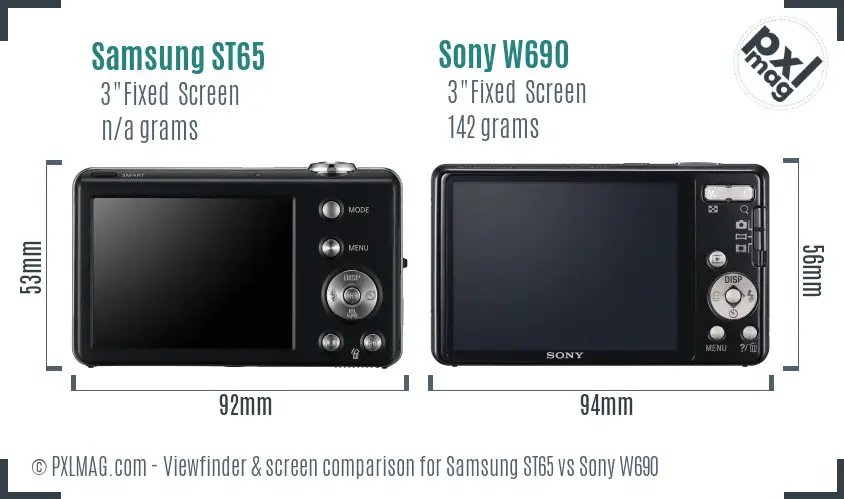 Samsung ST65 vs Sony W690 Screen and Viewfinder comparison