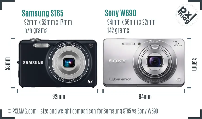 Samsung ST65 vs Sony W690 size comparison