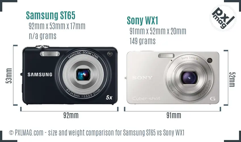 Samsung ST65 vs Sony WX1 size comparison