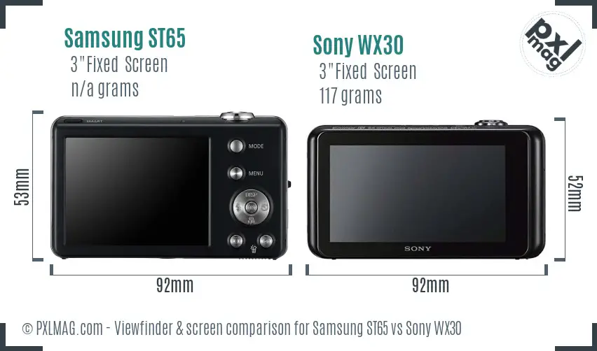 Samsung ST65 vs Sony WX30 Screen and Viewfinder comparison Samsung ST65 vs Sony WX30 Screen and Viewfinder comparison