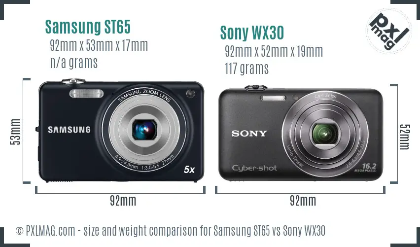 Samsung ST65 vs Sony WX30 size comparison Samsung ST65 vs Sony WX30 size comparison