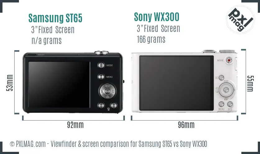 Samsung ST65 vs Sony WX300 Screen and Viewfinder comparison