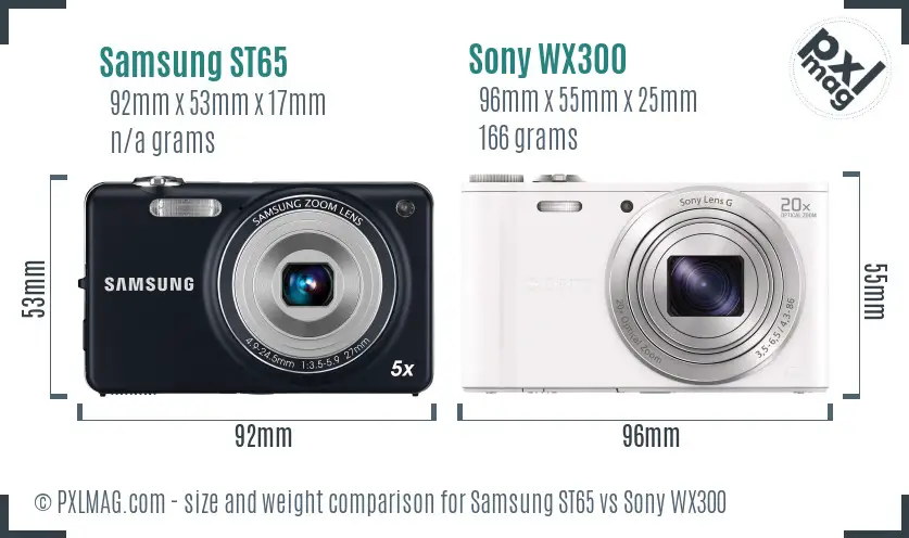 Samsung ST65 vs Sony WX300 size comparison