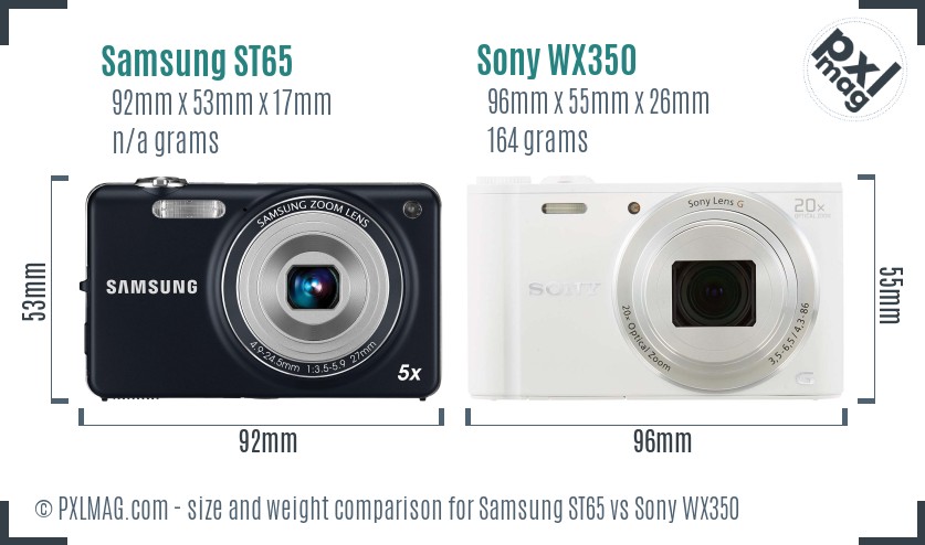 Samsung ST65 vs Sony WX350 size comparison Samsung ST65 vs Sony WX350 size comparison