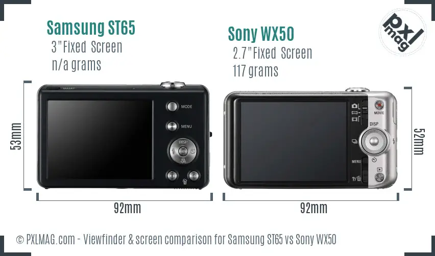 Samsung ST65 vs Sony WX50 Screen and Viewfinder comparison Samsung ST65 vs Sony WX50 Screen and Viewfinder comparison