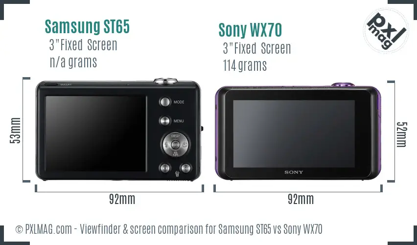 Samsung ST65 vs Sony WX70 Screen and Viewfinder comparison Samsung ST65 vs Sony WX70 Screen and Viewfinder comparison