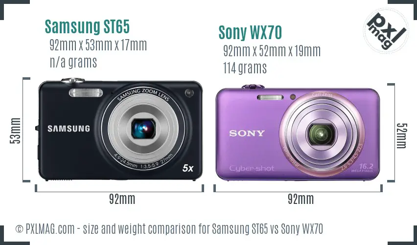 Samsung ST65 vs Sony WX70 size comparison Samsung ST65 vs Sony WX70 size comparison
