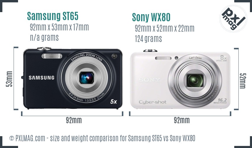 Samsung ST65 vs Sony WX80 size comparison