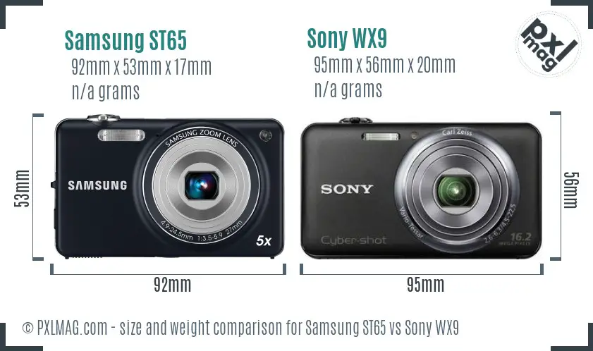 Samsung ST65 vs Sony WX9 size comparison