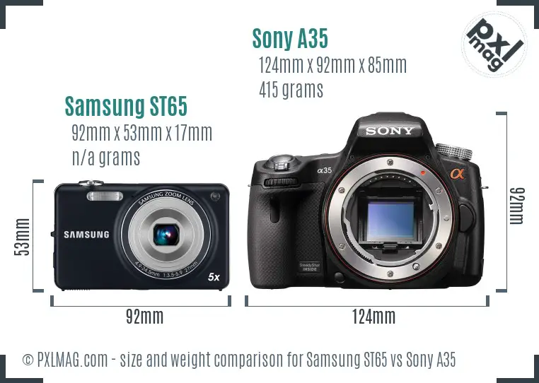 Samsung ST65 vs Sony A35 size comparison