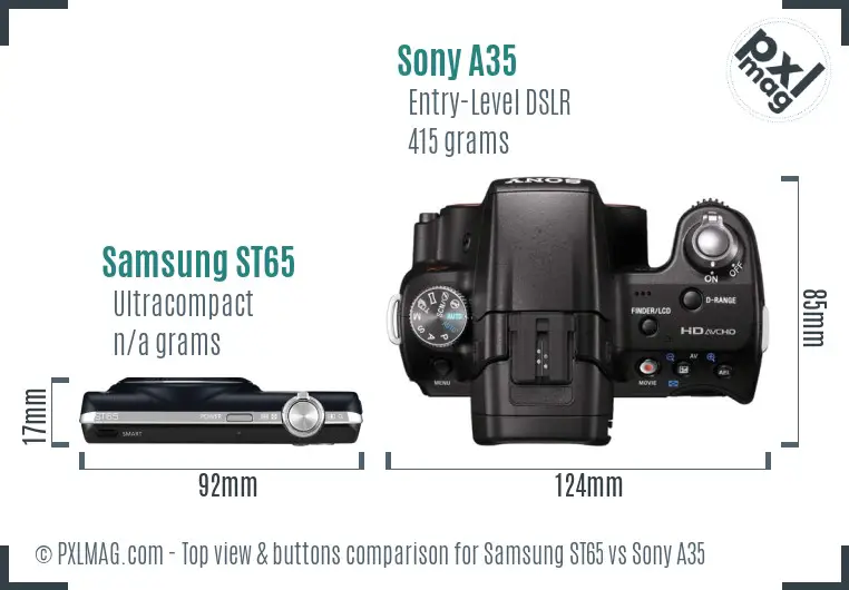 Samsung ST65 vs Sony A35 top view buttons comparison