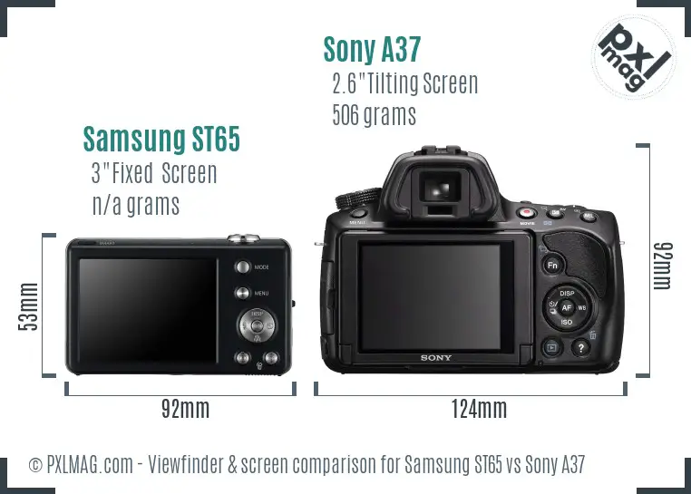 Samsung ST65 vs Sony A37 Screen and Viewfinder comparison