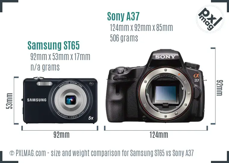 Samsung ST65 vs Sony A37 size comparison
