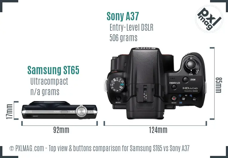 Samsung ST65 vs Sony A37 top view buttons comparison